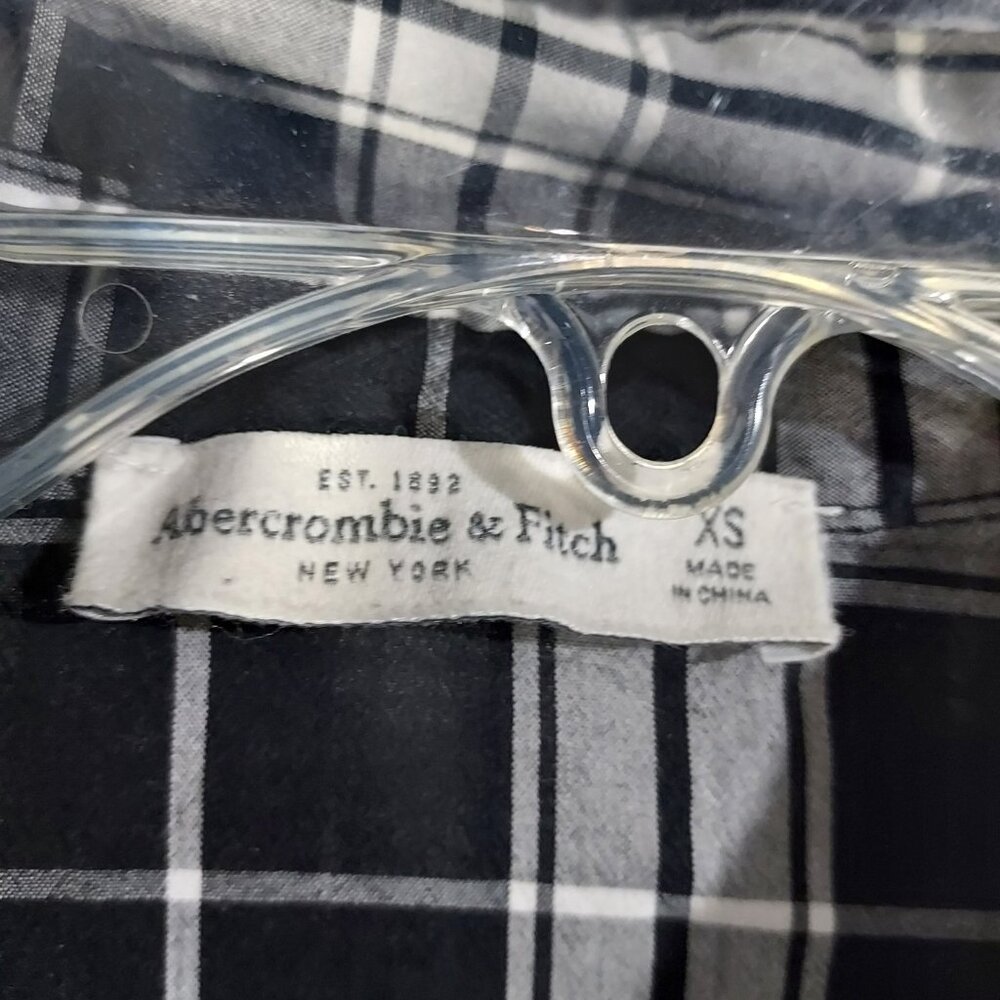 Abercrombie Fitch Women XS Black  White Plaid Long Sleeve Button Shirt Western - Picture 3 of 9